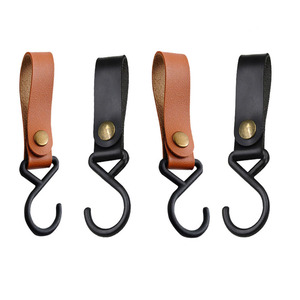 Ganchos de Cuero para Exteriores, Acero Inoxidable, Capacidad de Carga de 15 kg, Accesorios para Colgar en Campamentos, Forma de Calabaza, Color Negro y Marrón, Ganchos Desmontables - Product Image 3