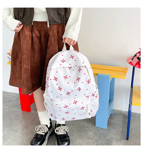 Bow Print Student <b>Backpack</b> <b>Waterproof</b> Nylon School Bag Zipper Softback Large Capacity for Daily School Use - Product Image 5