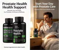 Capsules pour la santé de la prostate des hommes, 60 unités |   Mélange Herbal de Palmier Nain et Graines de Citrouille 850mg pour le Soutien de la Santé Urinaire et de la Vessie