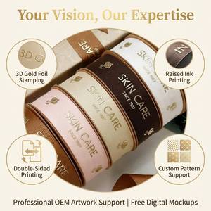 Cinta de Algodón Personalizada con Marca - Rollo de Cinta de Grosgrain de Algodón Natural con Logotipo 3D Personalizado Impreso para Regalo - Product Image 4