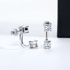 Boucles d'oreilles convertibles en argent sterling 925 avec moissanite, clous ajustables en pendantes, bijoux en dropshipping - Product Image 2