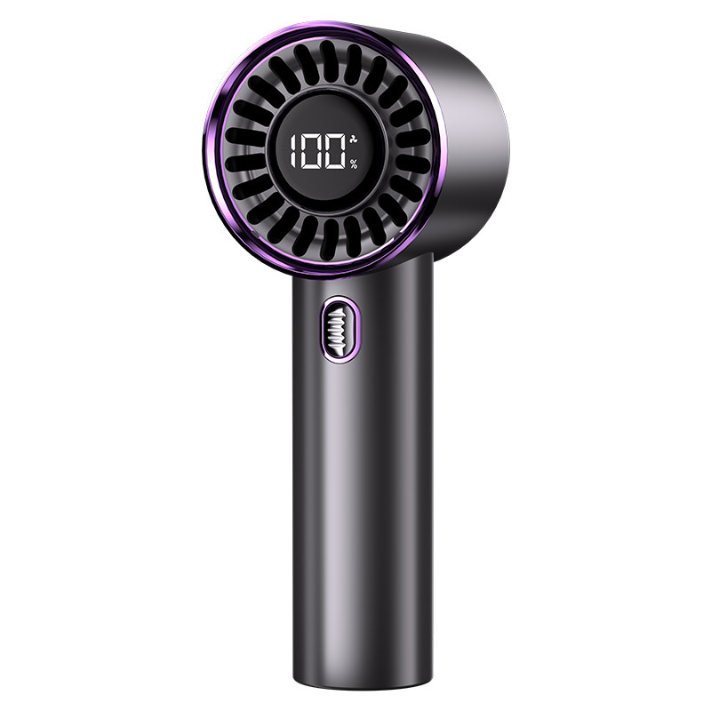 Handheld digital display fan [gray] - 3 wind speed settings