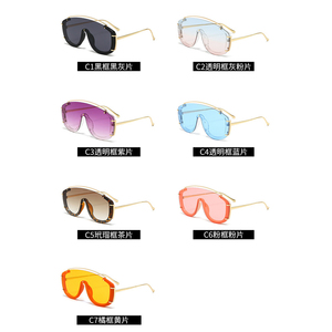 <span class=keywords><strong>Lunettes</strong></span> de <span class=keywords><strong>soleil</strong></span> à monture métallique de grande taille, verres UV400 d'une seule pièce, verres connectés de couleur, personnalité, protection solaire extérieure, <span class=keywords><strong>lunettes</strong></span> de <span class=keywords><strong>soleil</strong></span> métalliques unisexes - Product Image 2