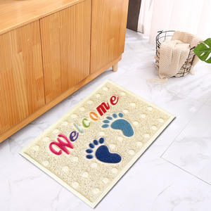 Alfombra de bienvenida con diseño de huellas, rectangular, antideslizante, para sala de estar, dormitorio, baño, entrada, alfombra de suelo con bucles de seda estampados - Product Image 5