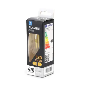 Bombilla LED de filamento transparente C35 E14 4W - Eficiencia energética, luz cálida, ideal para decoración e iluminación - Product Image 1