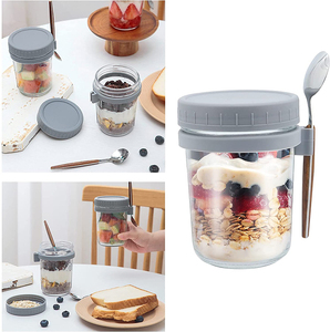 โห<span class=keywords><strong>ล</strong></span>แก้วใส่ข้าวโอ๊ตแบบ<span class=keywords><strong>พ</strong></span>กพาขนาด350มล. <span class=keywords><strong>พ</strong></span>ร้อมฝาแ<span class=keywords><strong>ล</strong></span>ะช้อนขวดแก้วเมสันปากกว้างพร้อมเครื่องหมายขนาดสินค้าพร้อมส่ง - Product Image 4