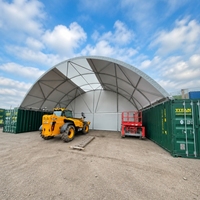 Tenda ad Arco per Container con Pannelli Trasparenti, Struttura in Acciaio PVC, Riparo per Stoccaggio Montato su Container Marittimo