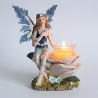 Nieuwste Mooie Resin Craft Angel Flower Fairy Kaarshouder Beeldje