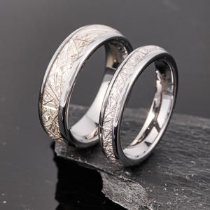 À la mode 4/6/8mm carbure de tungstène anneaux hommes femmes bijoux personnalisés dôme poli météorite incrustation argent plaqué bandes de mariage - Product Image 2