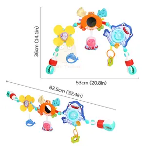 부드러운 유아 동물 펜던트 스핀 아기 여행 놀이 아치 유모차 딸랑이 교수형 장난감 모바일 유아용 침대 딸랑이 장난감
