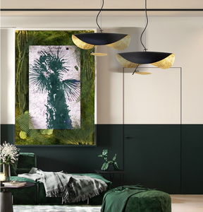 Lampadario a sospensione ovale di lusso in ferro nero e oro AB per interni, moderno a LED, <span class=keywords><strong>con</strong></span> installazione a sospensione per casa e hotel - Product Image 5