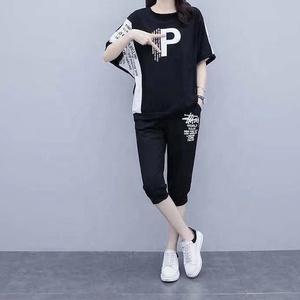 Ensemble de sport décontracté pour femmes, robe d'été, nouvelle <span class=keywords><strong>taille</strong></span> <span class=keywords><strong>grande</strong></span>, ensemble pour femmes, pantalon court à manches courtes, ensemble décontracté deux pièces - Product Image 5