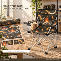 Chaise de camping portable en gros avec porte-gobelet latéral et logo et motif personnalisés pour les rassemblements de clubs en plein air