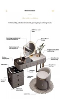 Coiffeuse en bois massif de haute qualité miroir de courtoisie de maquillage éclairé par LED moderne noir Antique maison salle de bain chambre commode rangement