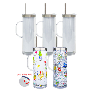 Nuevo vaso de Storyboard de acero inoxidable con globo de nieve preperforado de 20oz con mango para sublimación y bricolaje - Product Image 1