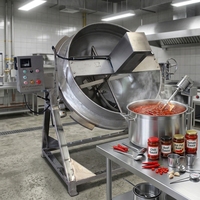 Marmite de cuisson industrielle à double enveloppe, chauffage électrique, inclinable, avec agitateur pour la transformation de sauces, pâtes et confitures de fruits