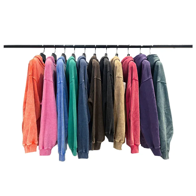 Duollb 420G Trọng Lượng Nặng Cotton Pháp Terry Tùy Chỉnh Áo Thun Áo Hoodie Rửa Axit Hoodie Biểu Tượng Tùy Chỉnh Quá Khổ Áo