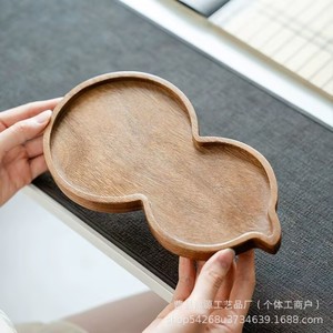 Walnut Wood Gourd <b>Tea</b> <b>Tray</b> With Fruit Plate Household Dry Brewing Table Heat Resistant - Product Image 2