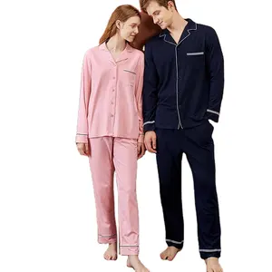 Pyjamas de couple pour vêtements de nuit ensemble de pyjamas en gros pour hommes et femmes solides