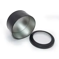 Petit récipient à thé et café hermétique de qualité alimentaire, boîte ronde en métal/boîte avec fenêtre transparente
