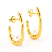 Boucles d'oreilles chic européennes et américaines en perles pour femmes, style français, tendance, en acier inoxydable 18K, ZYG940