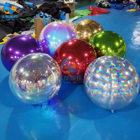 Ballons Métalliques PVC Double Couche Géants Rouges Brillants Gonflables Effet Miroir Imperméables pour Décoration Extérieure de Jardin - Grande Vente