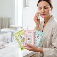 Lingettes démaquillantes personnalisées avec logo, lingettes nettoyantes à base de plantes pour peaux sensibles, lingettes humides pour le visage en marque privée