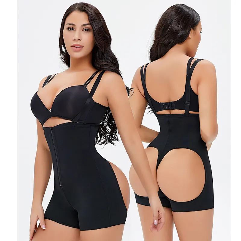 Hot Selling Zipper Front and Compression Belt Shapewear Waist Body Shaper for Women Slimming Black Quantity Corset