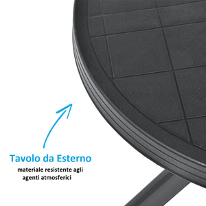 Table de jardin ronde en plastique rigide, diamètre 70 cm, anthracite, table de camping d'extérieur, gain de place, facile à assembler - Product Image 3