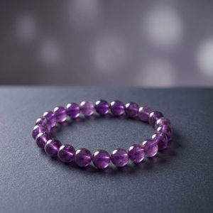 Pulsera de amatista, pulsera de cuentas de amatista púrpura, cuentas redondas de cristal, pulsera de moda para mujer - Product Image 4
