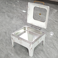 Luxe 6L marbre motif or acier inoxydable restauration ensemble mariage Buffet serveur divisé intérieur chauffe-plat présentoir alimentaire