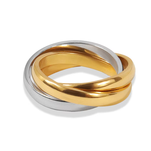 Minos-anillos de acero inoxidable hipoalergénicos para mujer, joyería chapada en oro de 18K, triples clásicos, minimalistas - Product Image 4