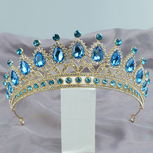 Vente en gros d'accessoires pour cheveux de mariée couronne d'anniversaire baroque colorée couronne de cheveux en strass AB - Product Image 6
