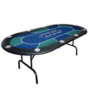 10-persoons opvouwbare Texas Hold'em pokertafel met dealer- en roestvrijstalen bekerhouders, opklapbare poten en kaartspelbord. - Product Image 4