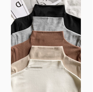 Maglia <span class=keywords><strong>Termica</strong></span> da <span class=keywords><strong>Donna</strong></span> RUICHI 230GSM 1*1 in Velluto Tedesco a Costine, <span class=keywords><strong>T</strong></span>-<span class=keywords><strong>Shirt</strong></span> Base a Collo Alto Spazzolato - Product Image 2