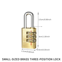 Cadenas à combinaison à 4 chiffres en laiton massif, sans clé, antivol, pour casier, armoire, bagages, protection de sécurité extérieure