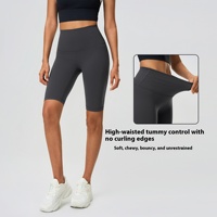 Short de yoga de fitness taille haute pour femme pantalon de cyclisme de sport en nylon souple avec fermeture à la taille élastique pour la course
