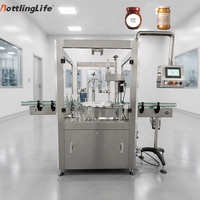 Machine de bouchage entièrement automatique pour bocaux en verre de sauce tomate, machine de scellage de bouteilles de confiture et de sucre avec élévateur de bouchons
