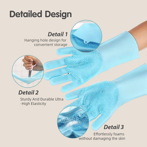 Guantes de Silicona para el Cuidado de Mascotas, Cepillo de Doble Cara para Bañar Perros, Cepillo de Masaje para Gatos, para Eliminar el Pelo Suelto y Limpieza Profunda - Product Image 4
