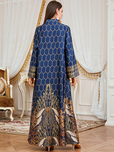 Abaya Floreale Modesta Estiva di Dubai per Donne, Vestito Islamico Ricamato in Poliestere Traspirante per Celebrazioni dell'Eid in Medio <span class=keywords><strong>Oriente</strong></span> - Product Image 4