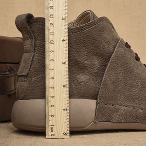 Bottes Martin pour hommes en cuir véritable, bout rond, à lacets, semelle en caoutchouc antidérapante, hauteur cheville, style uni, collection automne - Product Image 2