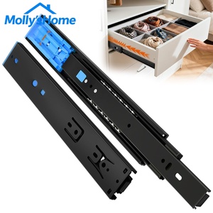 Riel deslizante de cajón con rodamientos de bolas, negro, de 24 pulgadas, con cierre suave y apertura por presión, capacidad de 100 lb, <span class=keywords><strong>para</strong></span> estantes y mesitas de noche - Product Image 1