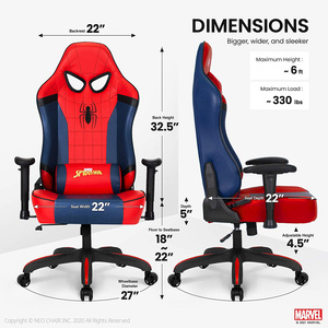 Chaise de jeu <span class=keywords><strong>Spiderman</strong></span> en cuir PVC rouge populaire en Tchéquie avec massage, chaise d'ordinateur à dossier haut, dossier inclinable jusqu'à degrés - Product Image 5