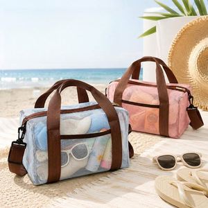 Sac de voyage cylindrique en maille résistant au sable, sac de plage portable à séchage rapide pour l'été, sac à bandoulière, mini sac de voyage, sac de plage avec sangle détachable - Product Image 1