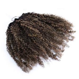 <span class=keywords><strong>Extension</strong></span> per <span class=keywords><strong>Capelli</strong></span> Afro Ricci Kinky con Radici Scure, 100% <span class=keywords><strong>Capelli</strong></span> Umani Vergini con Cuticola Allineata, Ombré Biondo con Riflessi - Product Image 5