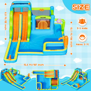 <span class=keywords><strong>Parco</strong></span> Acquatico Gonfiabile con Scivoli, Piscina Gonfiabile, Castello Trampolino, <span class=keywords><strong>Parco</strong></span> Giochi per Bambini, Scivoli d'Acqua Elastici Gonfiabili - Product Image 2