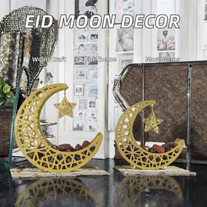 Decoración islámica Luna creciente de madera Regalo Eid y decoración de mesa de Ramadán Suministros únicos de Ramadán - Product Image 2