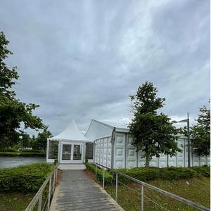 100% PVC tissu blanc ABS auvent mural pagode <span class=keywords><strong>parapluie</strong></span> gazebo 6x6 pagode tente avec porte en verre et mur solide en ABS - Product Image 5
