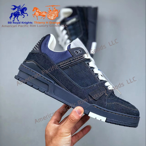 Baskets de sport de luxe originales de haute qualité pour hommes en tissu denim, idéales pour la course et la marche - Product Image 1