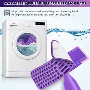 Tampons de serpillière réutilisables compatibles avec <span class=keywords><strong>Swiffer</strong></span> <span class=keywords><strong>WetJet</strong></span>, recharges de serpillière lavables en microfibre pour usage humide et sec, compatibles avec les sols en bois dur - Product Image 4